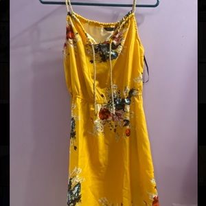 Ladies Yellow/Orange Short Flower Dress